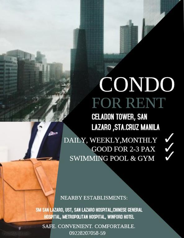 Celadon Tower- Studio With Balcony Near Sm San Lazaro Manila Exterior foto